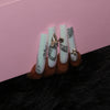 White Marble Bow Nail H44-1209