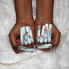 White Marble Bow Nail H44-1209
