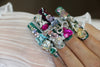 Luxura Purple Green Gradient Diamond Squares  Press Ons H43-1139