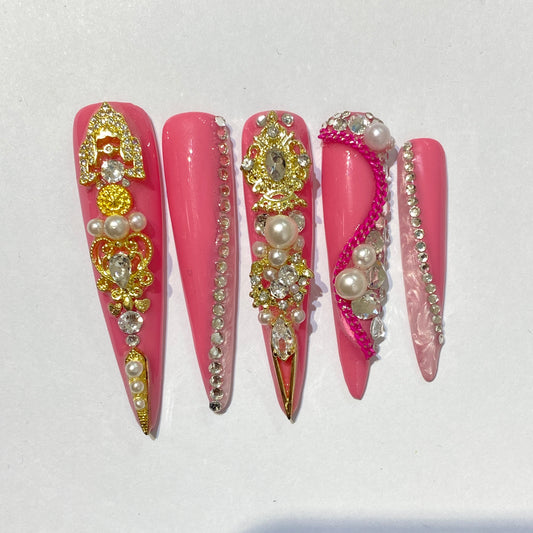 pink pearl manicure【S43-1131】
